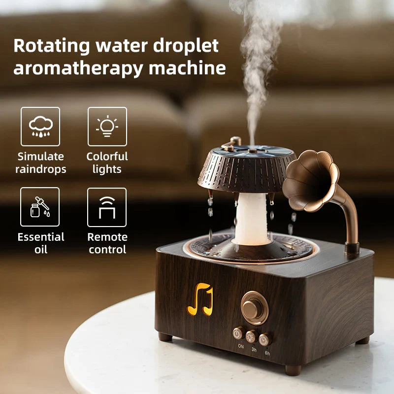 Vintage Rotating Gramophone Air Humidifier with Remote