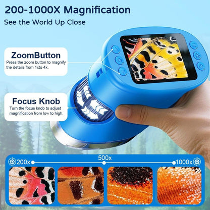 🎁Perfect Gift🎁1000X Handheld Microscope for Kids with 4K 2.0" Screen, Photo & Video Camera