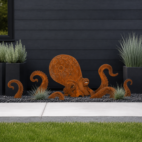 Rust Patina Giant Octopus Garden Sculpture
