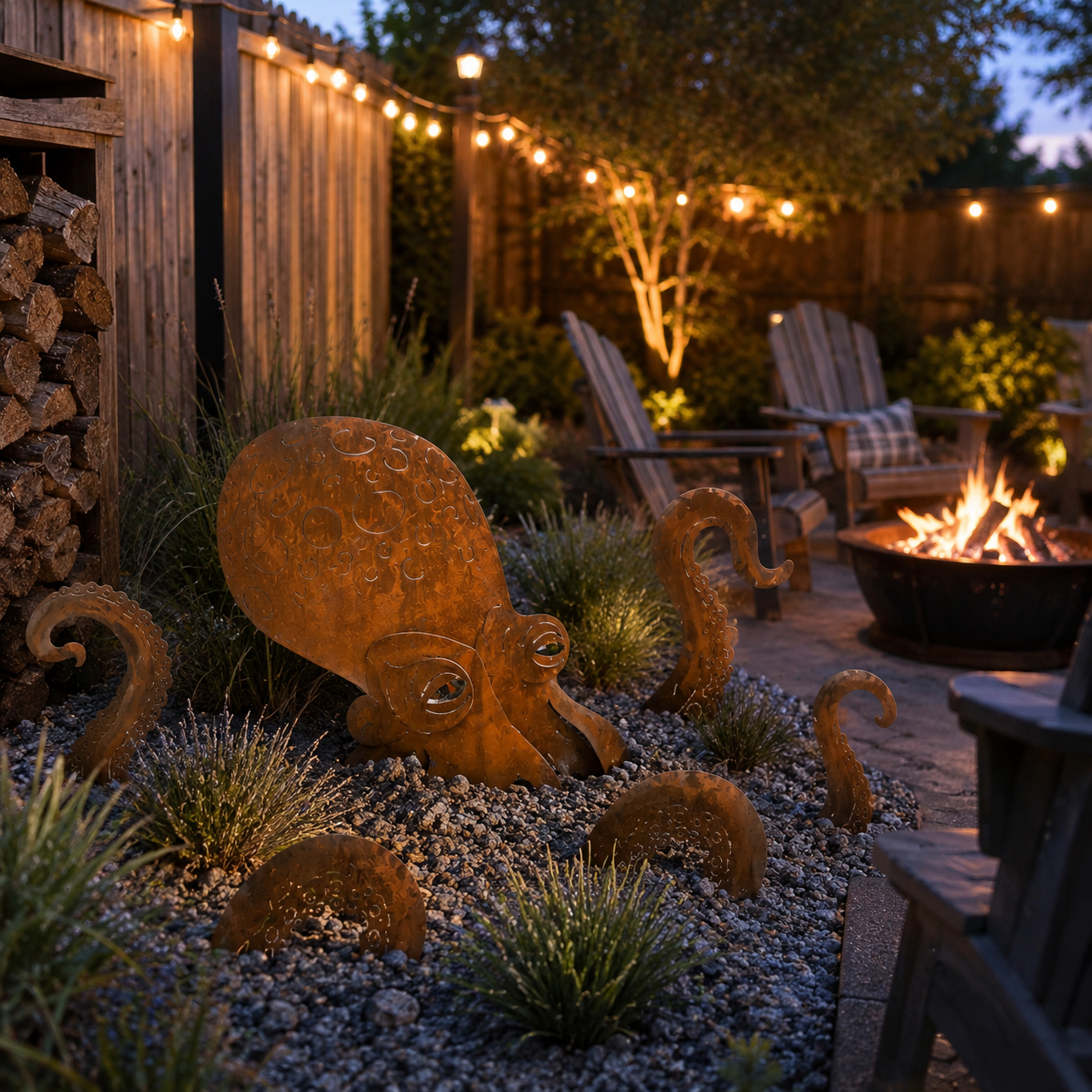 Rust Patina Giant Octopus Garden Sculpture