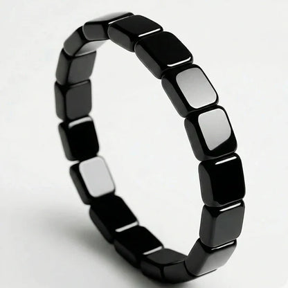 Hematite Beaded Bracelet, Unisex Magnetic Stone Jewelry