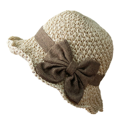 Stylish Woven Straw Sun Hat with Bow Detail