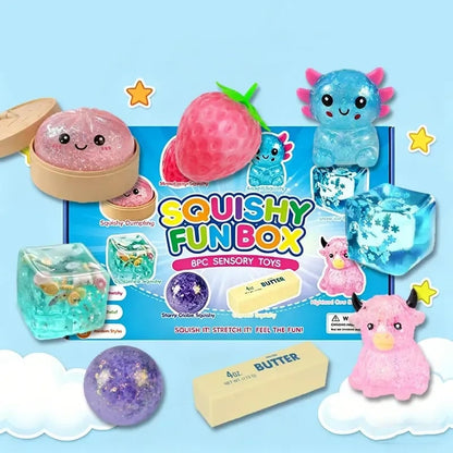 🏆1 Bestselling🏆🎁8-Piece Mystery Squishy Blind Box Set, Slow-Rise Stress Relief Fidget Toys