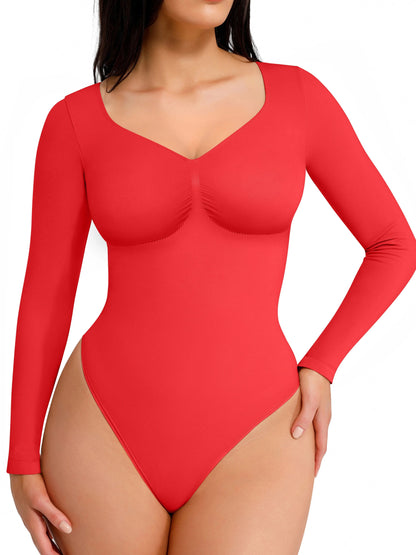 💥Women's Seamless Shaping Long Sleeve Thong Comfortable Bodysuit for Tops and Underwear Lady Comfort Basic Springtok