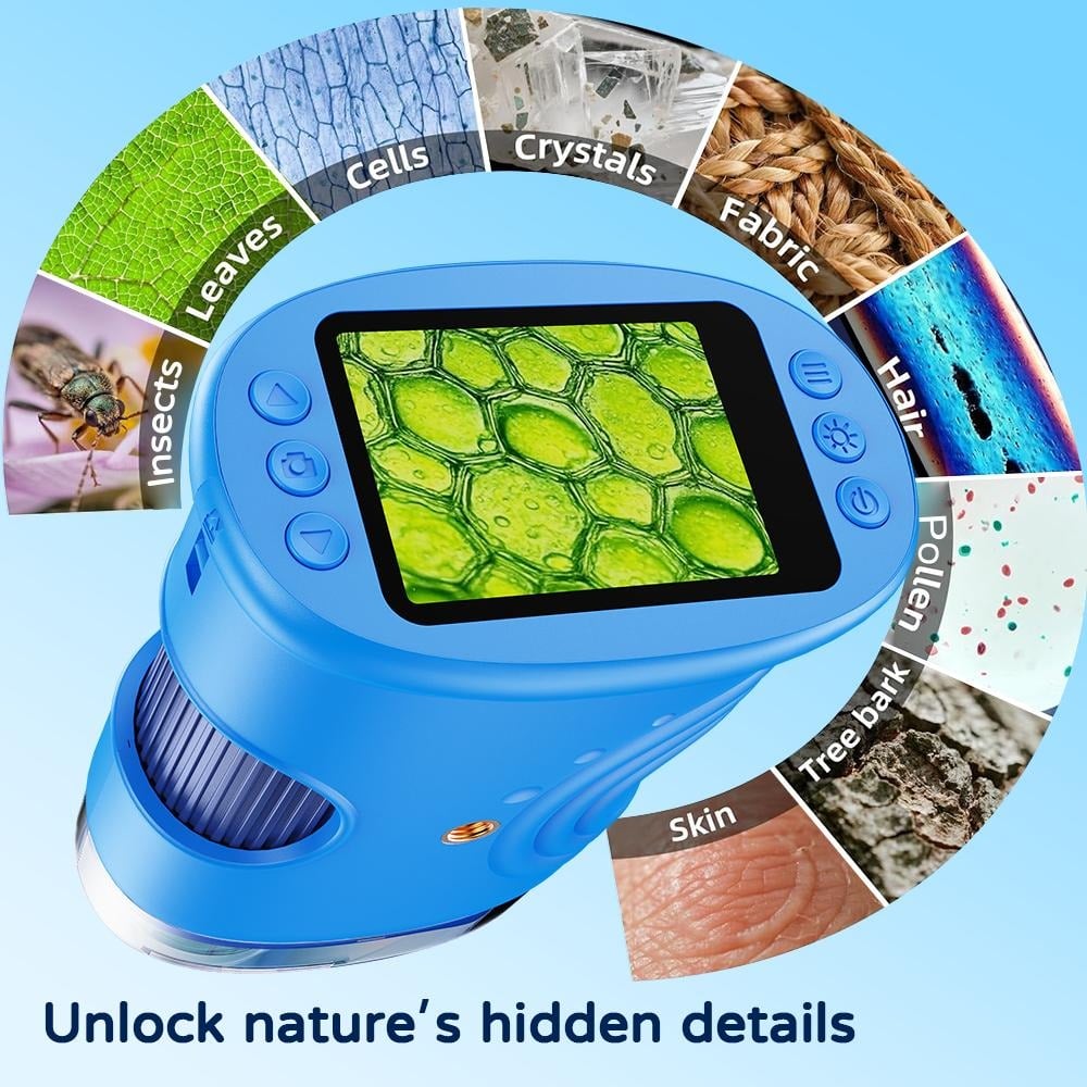 🎁Perfect Gift🎁1000X Handheld Microscope for Kids with 4K 2.0" Screen, Photo & Video Camera