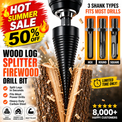 🔥 Hot Summer Sale 50% OFF🔥Heavy-Duty Conical Firewood Splitting Drill Attachment