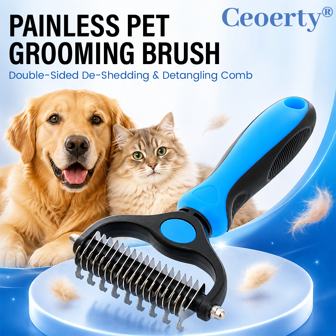 🐾 Ceoerty® Painless Pet Grooming Brush – Double-Sided De-Shedding & Detangling  Comb