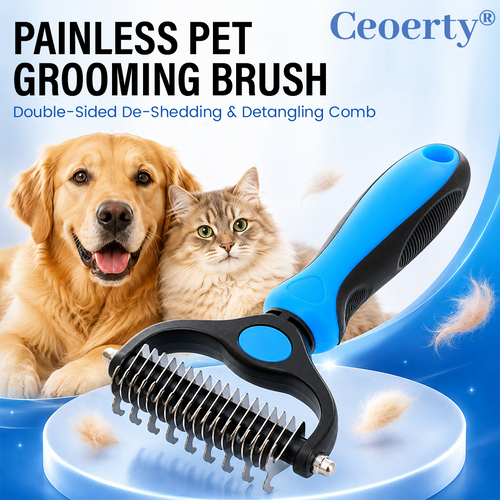 🐾 Ceoerty® Painless Pet Grooming Brush – Double-Sided De-Shedding & Detangling  Comb