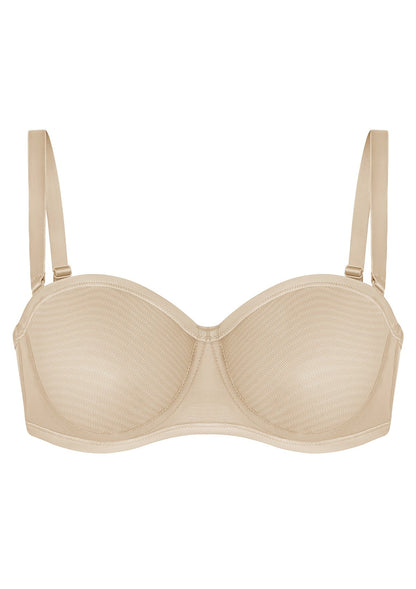 Bella Sheer Mesh Unlined Underwire Strapless Balconette Bra