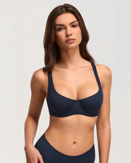 Underwire Support Seamless Unlined Balconette Bra