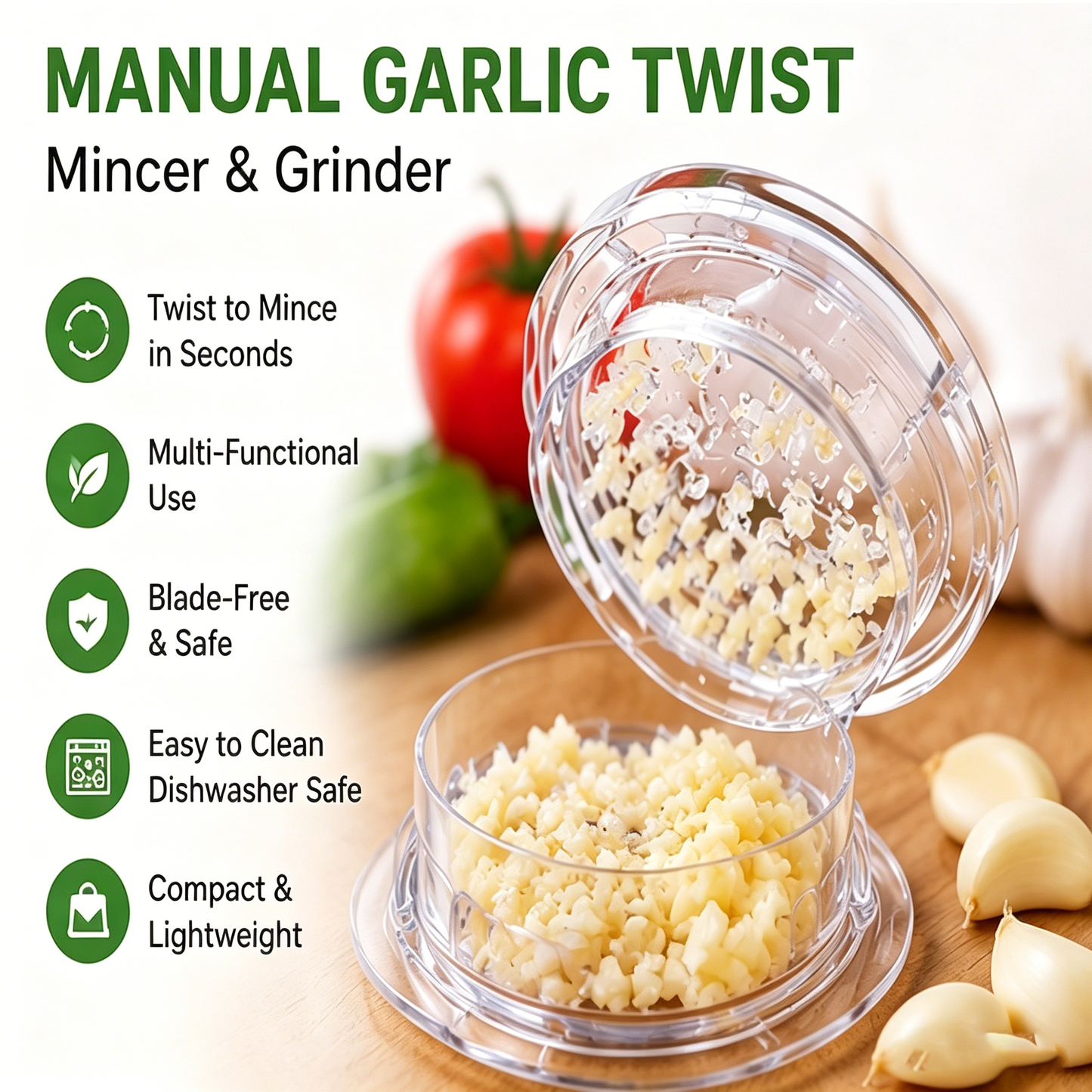 🧄2 PCS Manual Garlic Twister Mincer Kitchen Gadget Gift