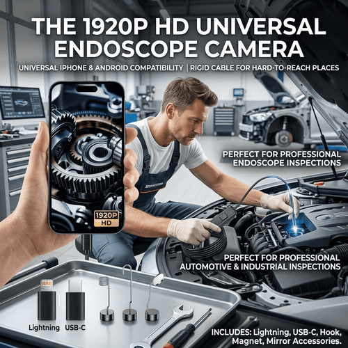 🔍 Endoscope Camera with Light – 1920P HD Inspection Tool