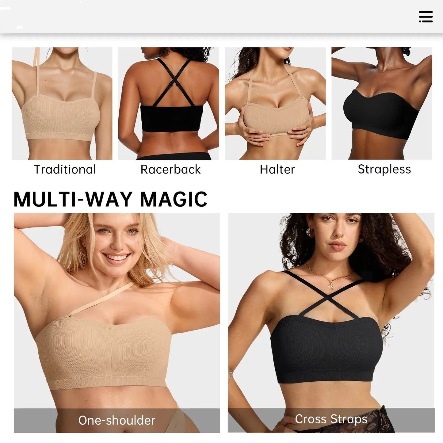 💥Stay Put Bandeau Bra, Wireless Seamless Comfort Day