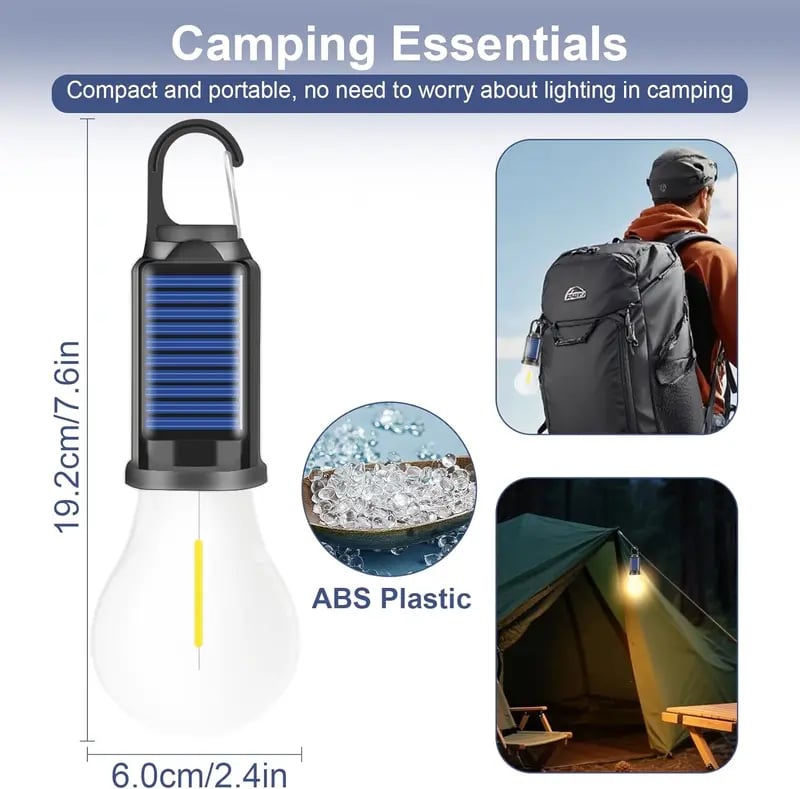 2/4 PCS Rechargeable Solar LED Light Bulbs with Waterproof Clip Hook
