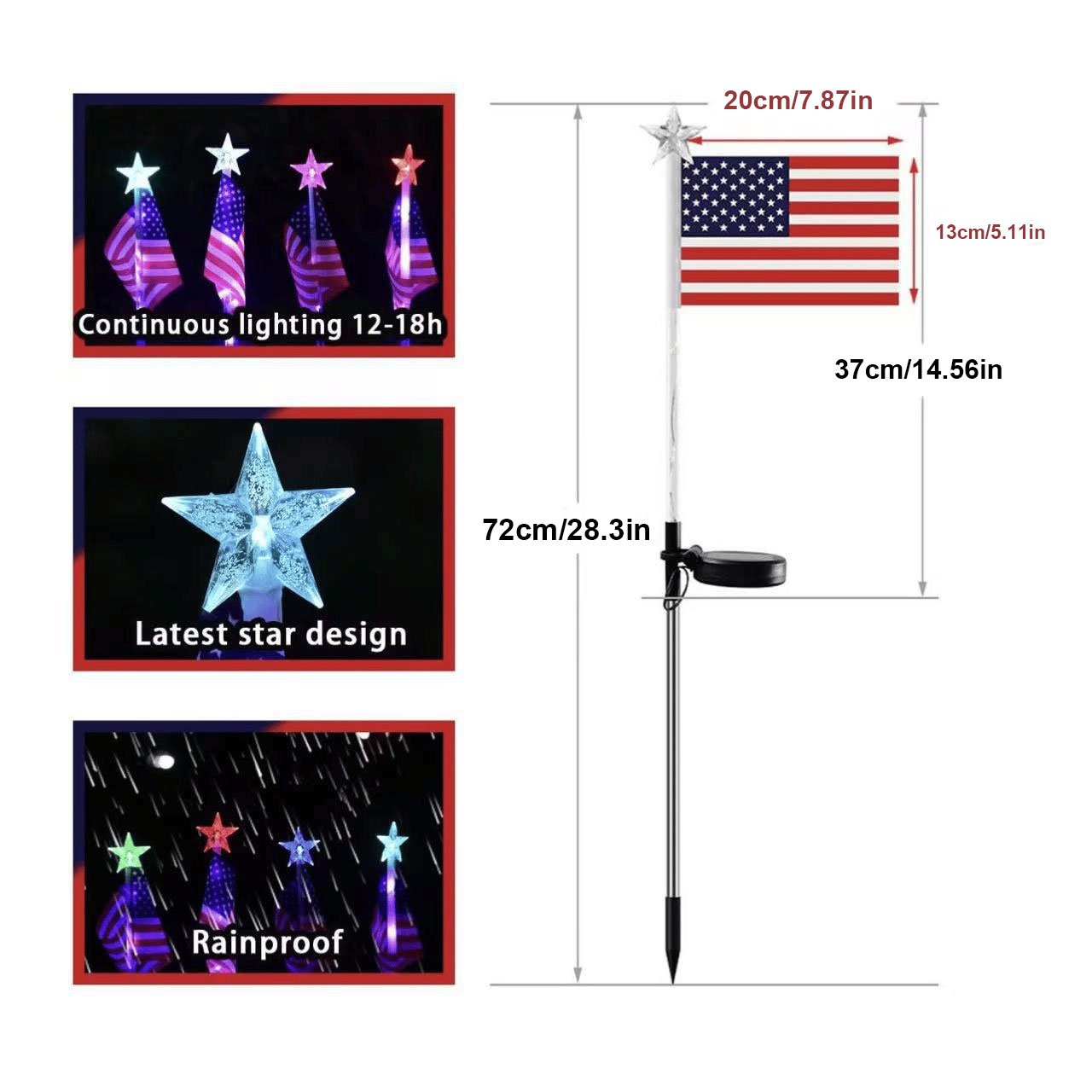 Solar American Flag Lights