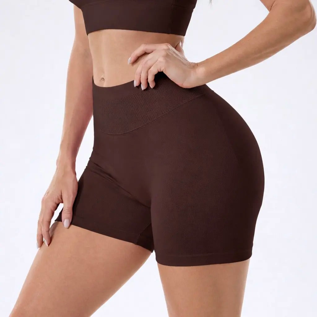 🔥 Coral Canton Impact Shorts: High-Waisted, Butt-Lifting, and Curve-Hugging Compression! 🍑💪