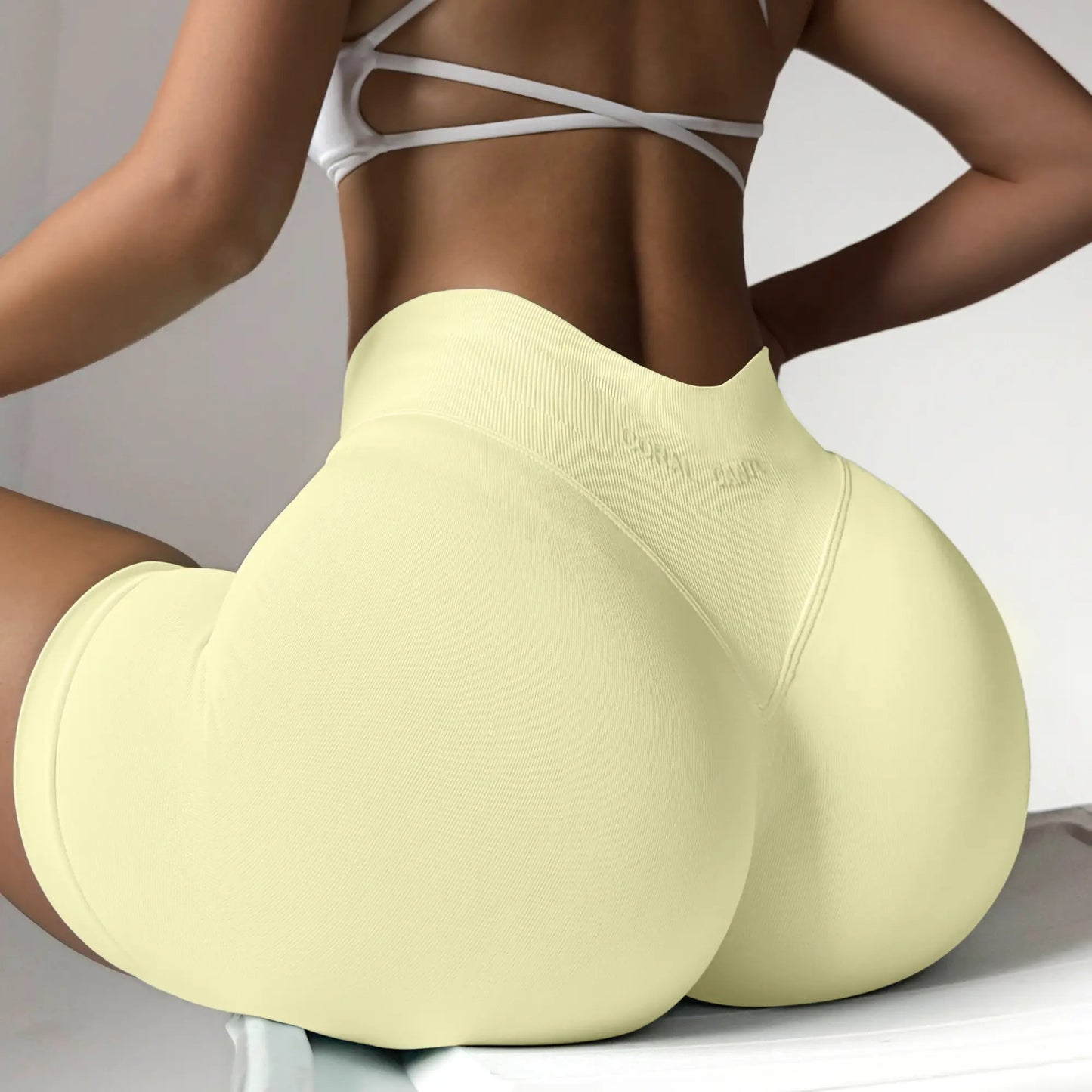 🔥 Coral Canton Impact Shorts: High-Waisted, Butt-Lifting, and Curve-Hugging Compression! 🍑💪