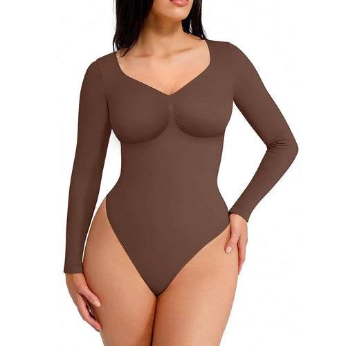 💥Women's Seamless Shaping Long Sleeve Thong Comfortable Bodysuit for Tops and Underwear Lady Comfort Basic Springtok