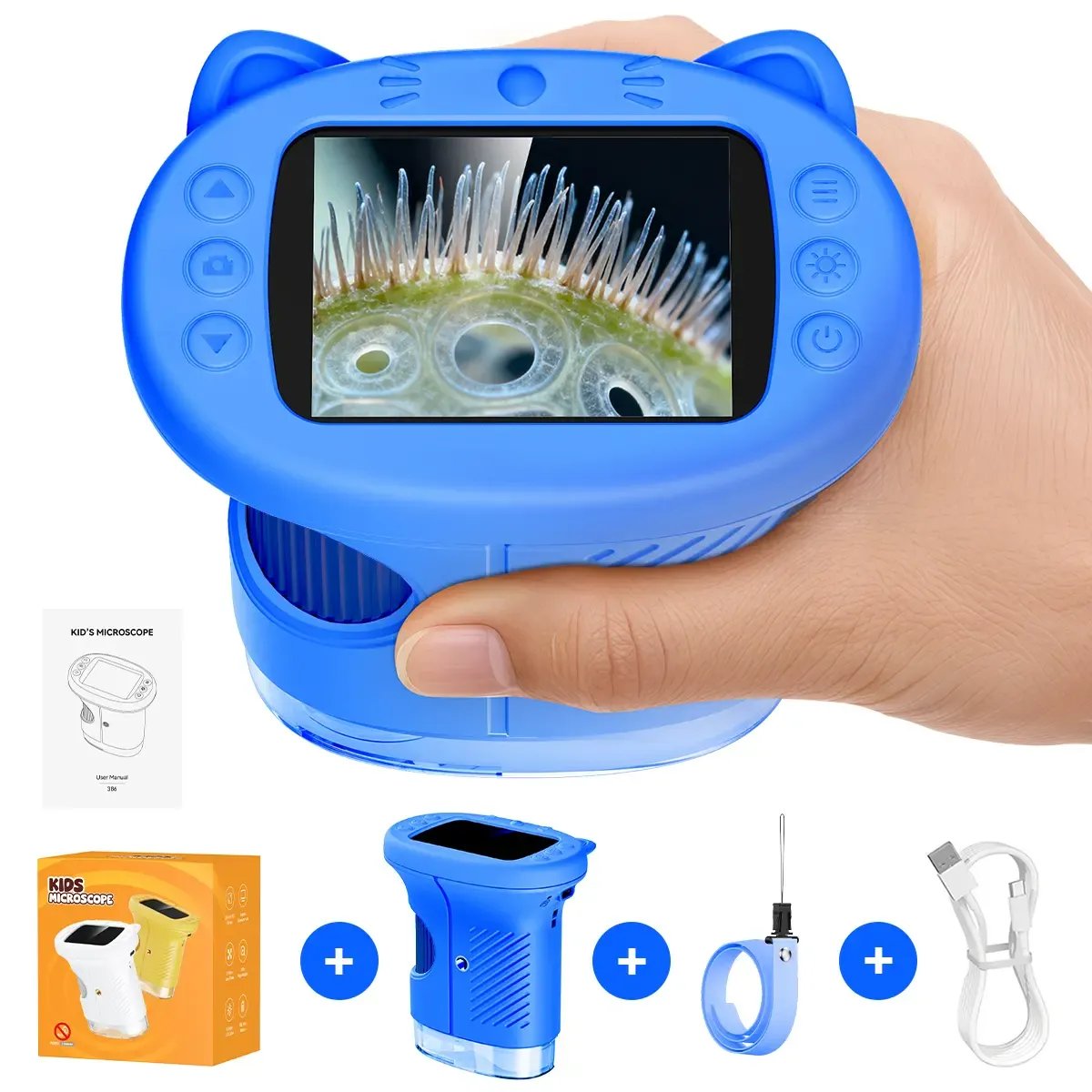 🎁Perfect Gift🎁1000X Handheld Microscope for Kids with 4K 2.0" Screen, Photo & Video Camera
