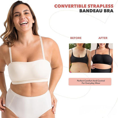 Wireless Backless Bandeau Bra Anti‑Slip Convertible Straps Plus Size