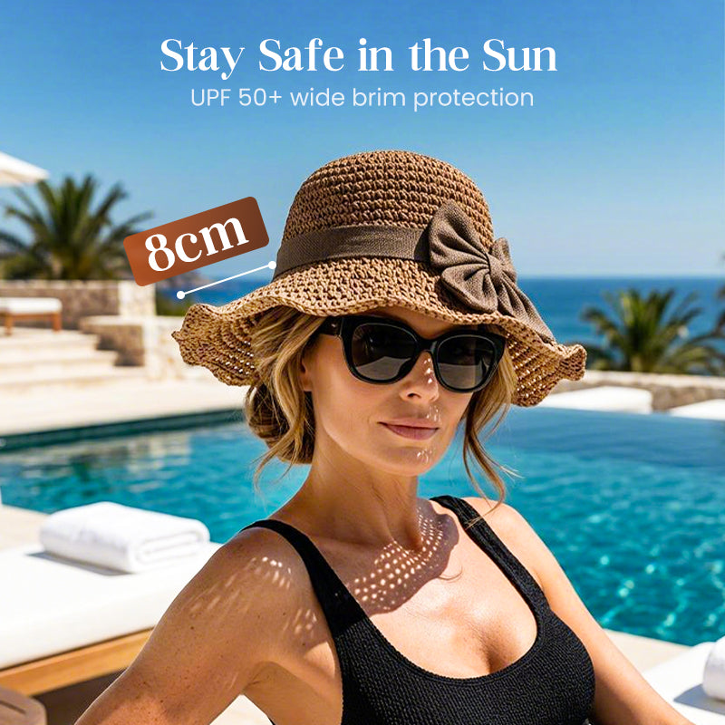 Stylish Woven Straw Sun Hat with Bow Detail