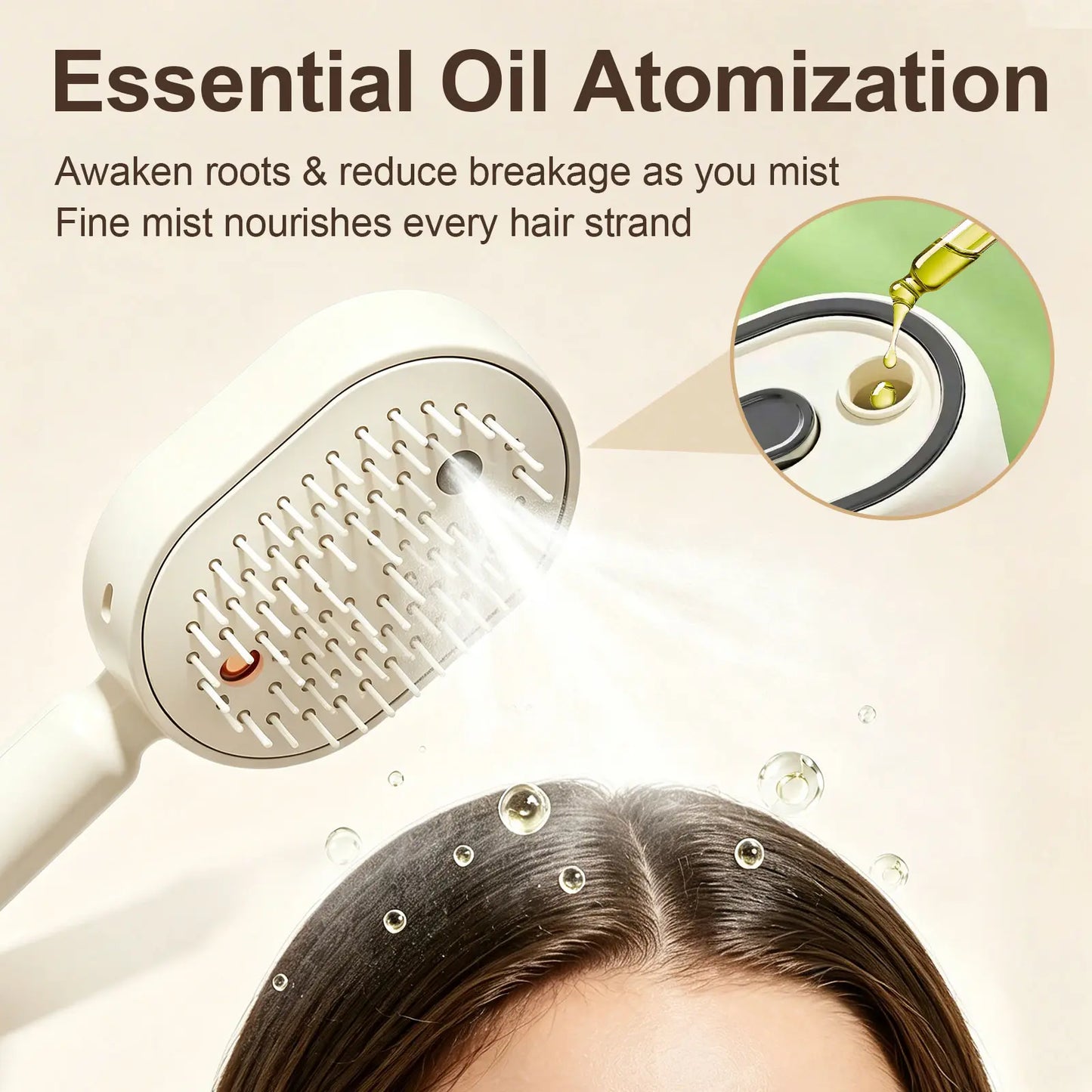 🔥 Essential Oil Mist Comb, Anti-Tangle Electric Massage Brush