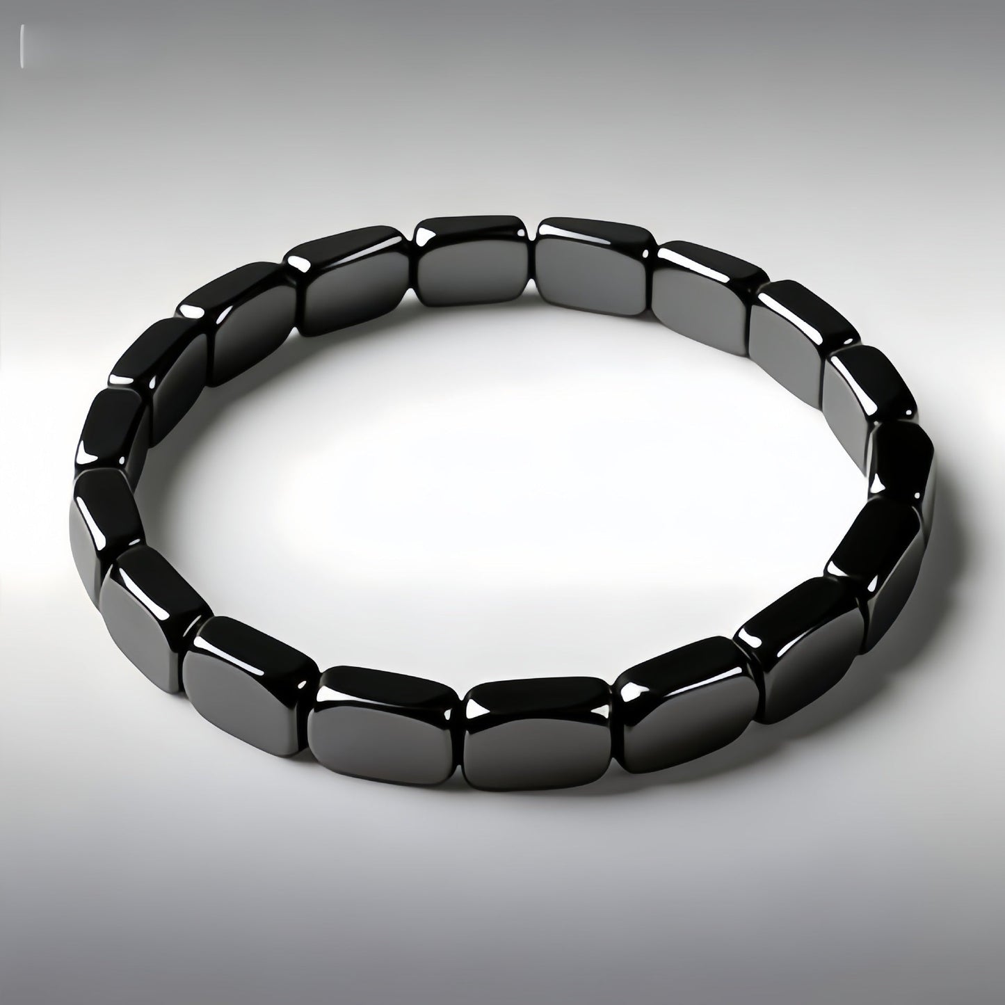Hematite Beaded Bracelet, Unisex Magnetic Stone Jewelry