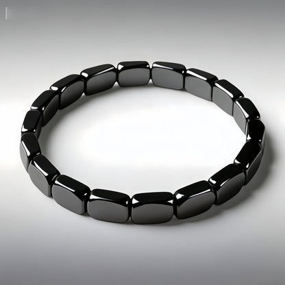 Hematite Beaded Bracelet, Unisex Magnetic Stone Jewelry