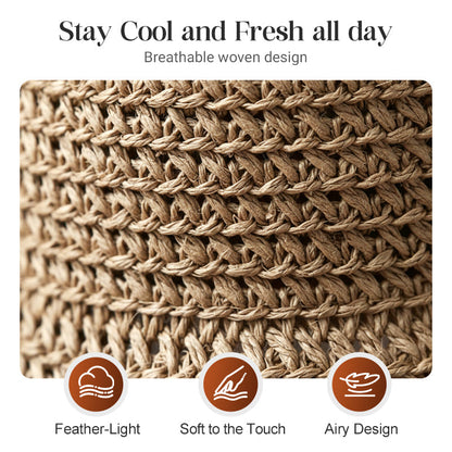 Stylish Woven Straw Sun Hat with Bow Detail