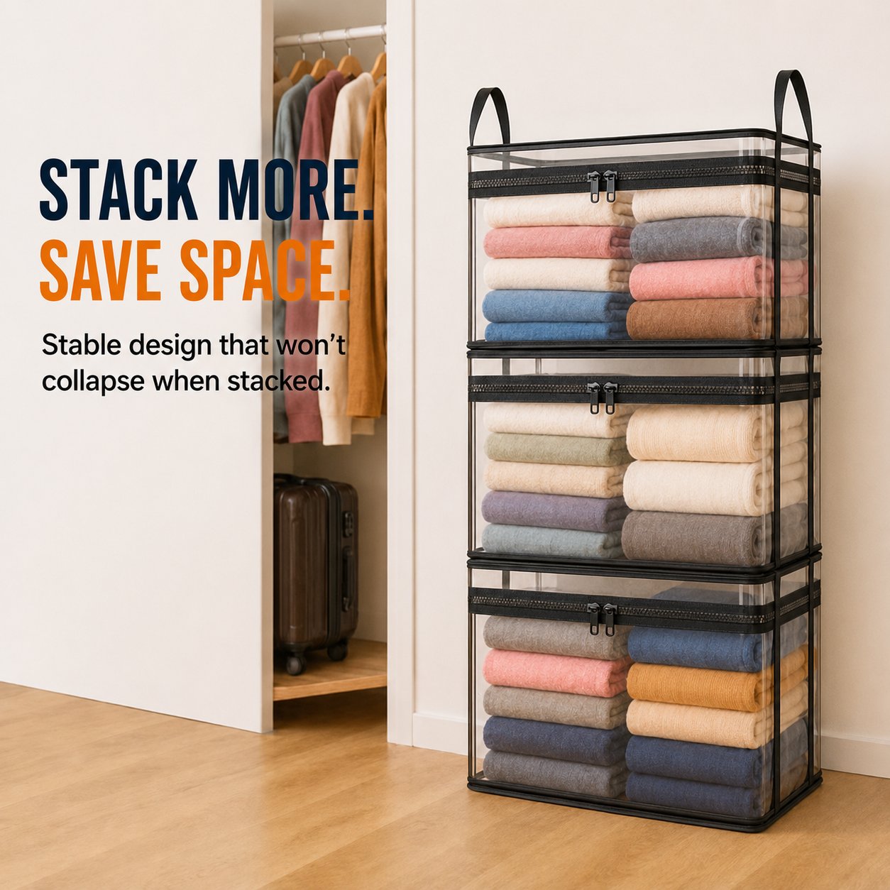 2‑Pack Heavy‑Duty Clear Plastic Storage Box with Hinged Lid