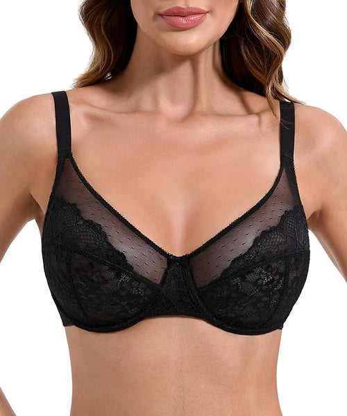 🔥Floral Lace Unlined Comfort Non-padded Full Coverage Plus Size Underwire Bra