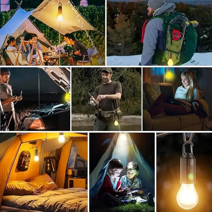 2/4 PCS Rechargeable Solar LED Light Bulbs with Waterproof Clip Hook