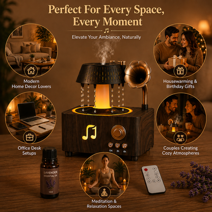 Vintage Rotating Gramophone Air Humidifier with Remote