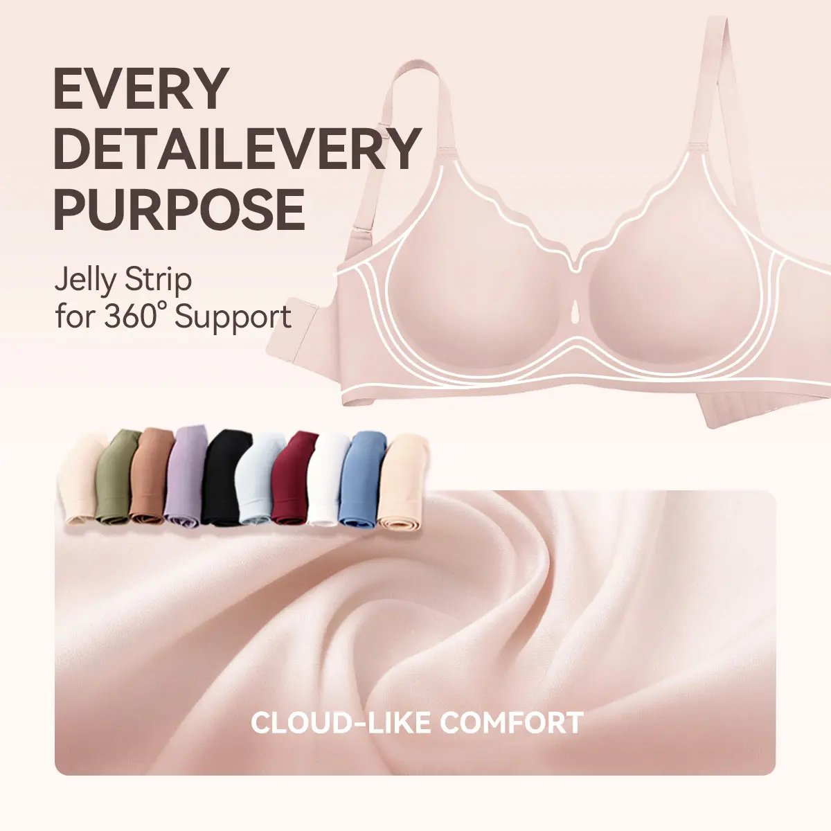 💥Bras for Women No Underwire Wave Push Up Wireless Bra