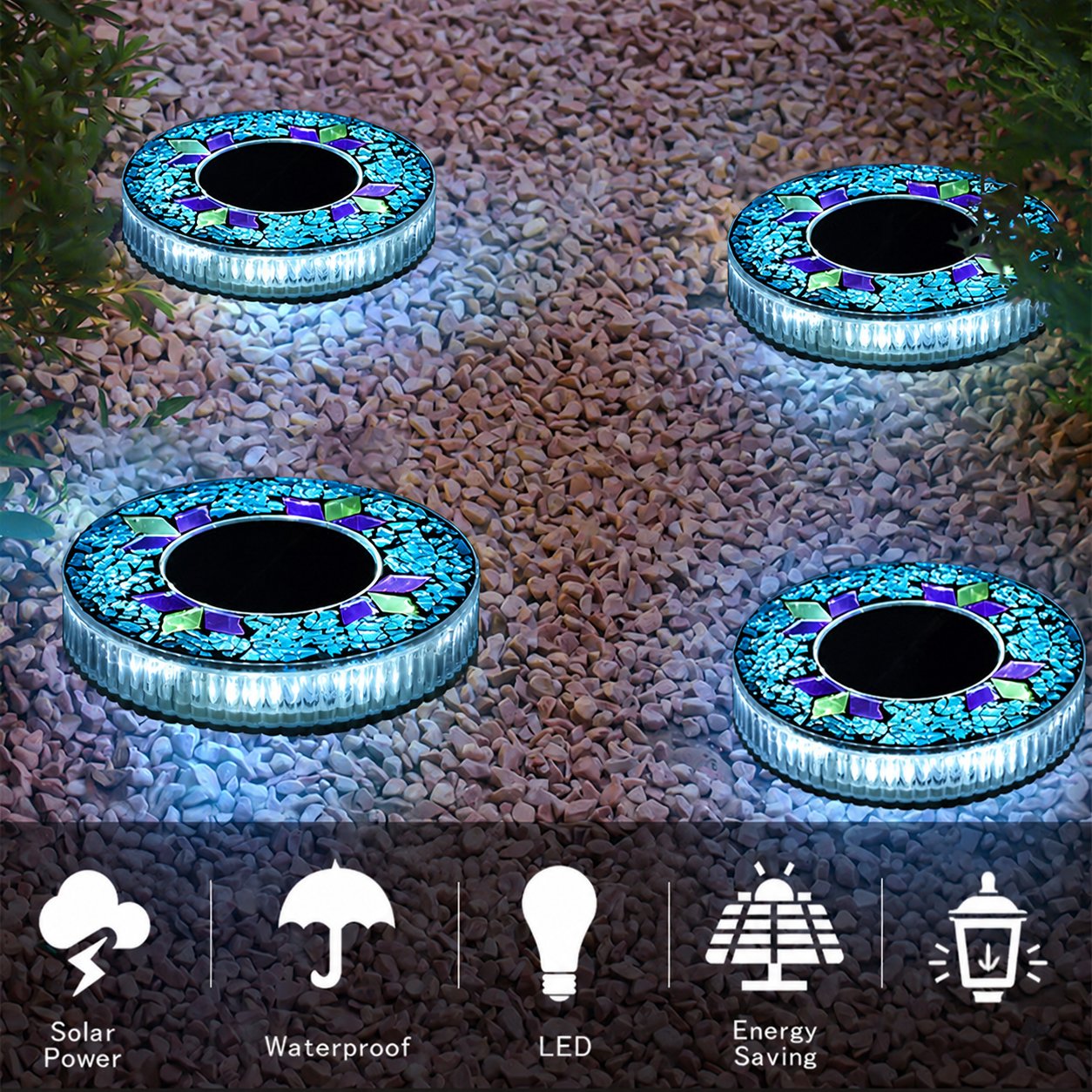 ✨ Solar Mosaic Ground Stake Light – Waterproof LED Outdoor Pathway Light