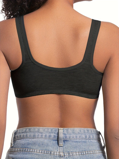 3-Pack Women's Front Closure Wireless Bras: Cross-Back, Seamless
