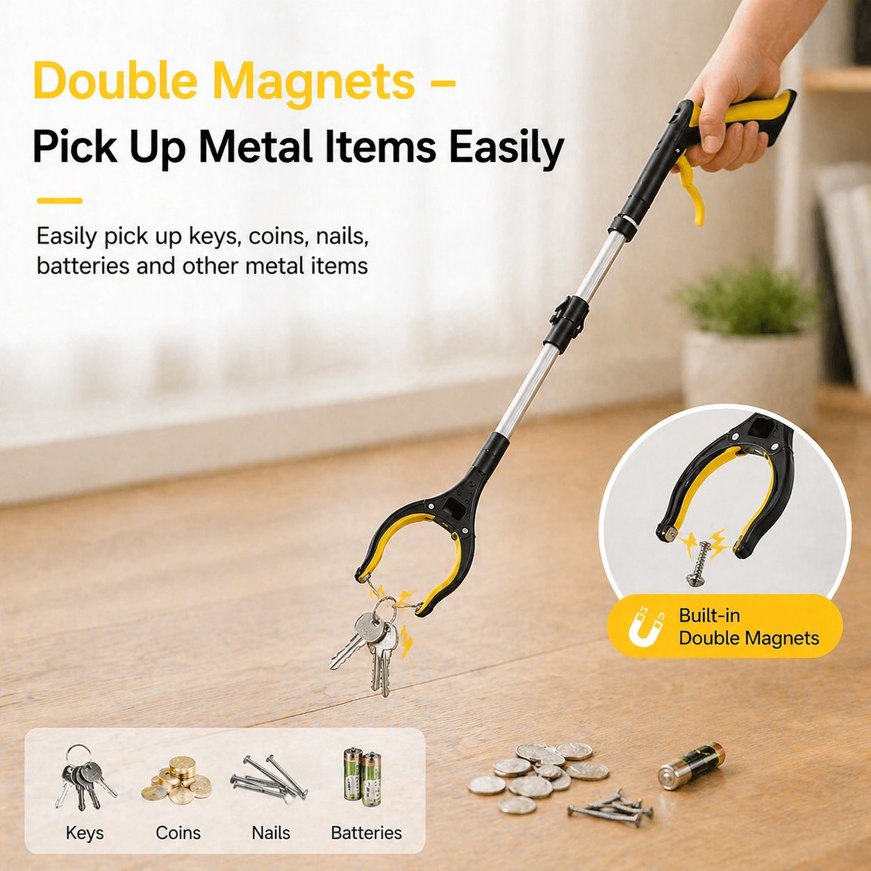 💥LAST DAY SALE 49% OFF💥-43" Extra Long Grabber Reacher Tool – Heavy Duty with 360° Rotating Jaw & Magnets