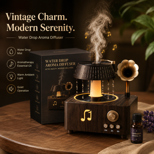 Vintage Rotating Gramophone Air Humidifier with Remote