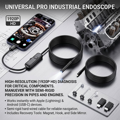 🔍 Endoscope Camera with Light – 1920P HD Inspection Tool