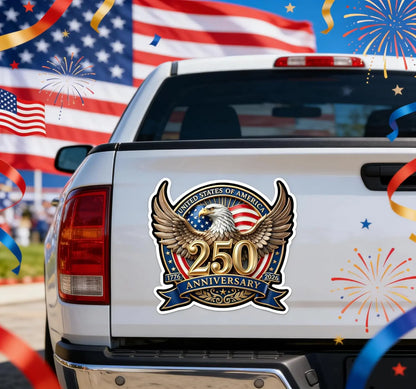 Celebrate 250 Years of Freedom – USA Patriotic Car Decal 1776–2026