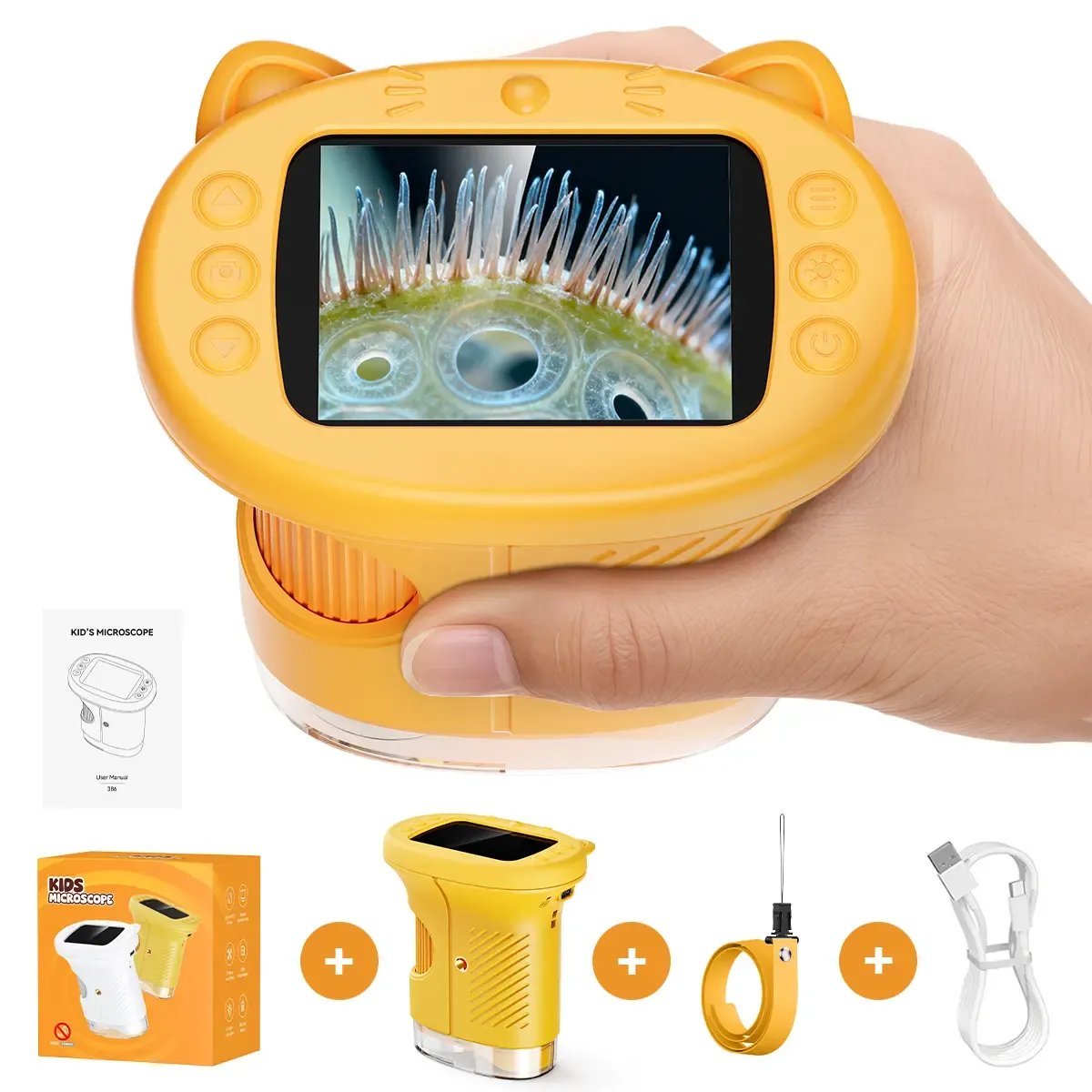 🎁Perfect Gift🎁1000X Handheld Microscope for Kids with 4K 2.0" Screen, Photo & Video Camera