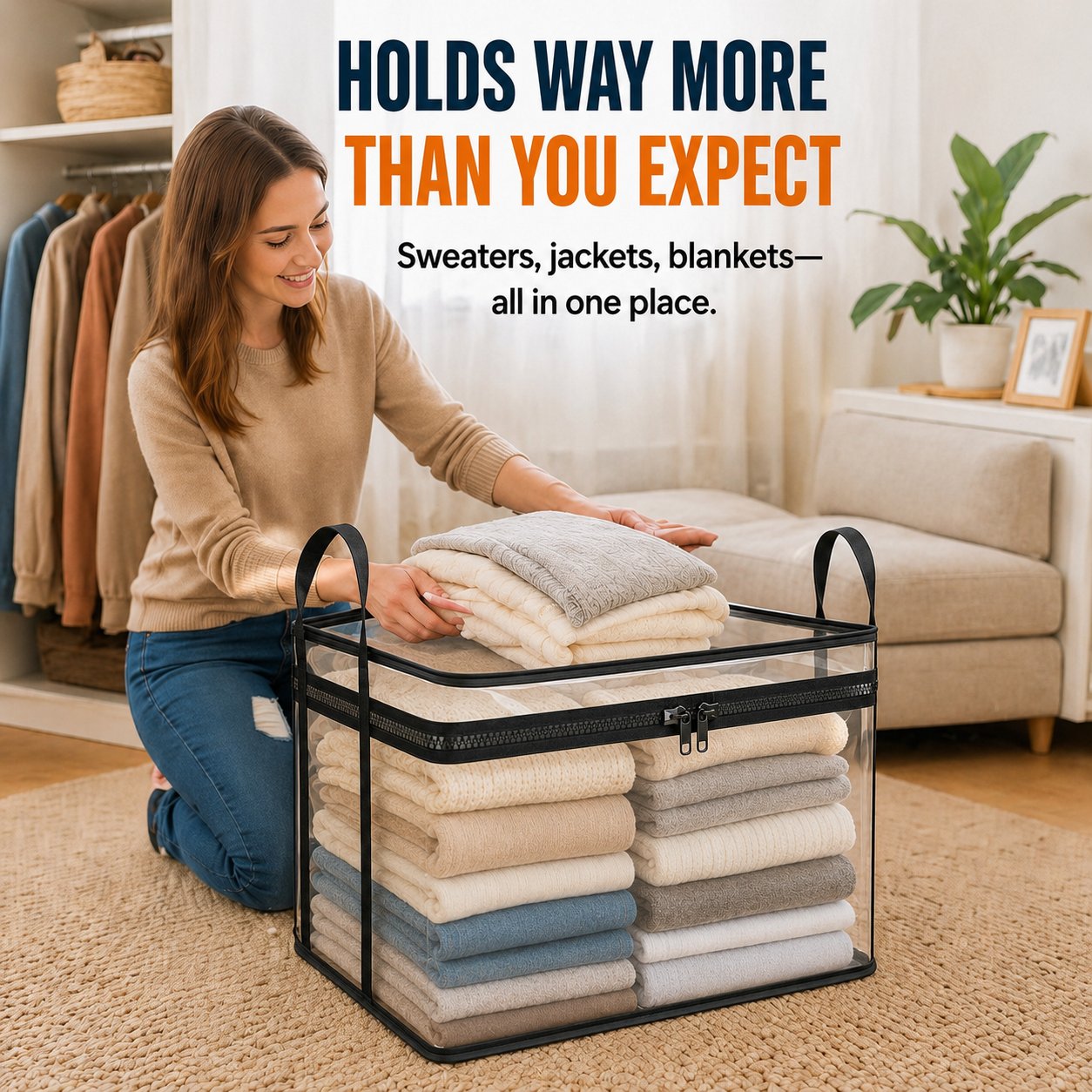 2‑Pack Heavy‑Duty Clear Plastic Storage Box with Hinged Lid