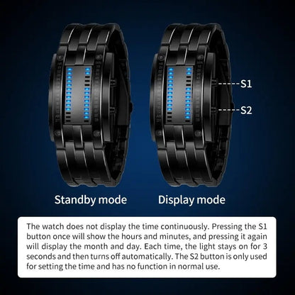 🎁Last Day Promotion 49% OFF🔥Binary LED Digital Watch, Square Face with Zinc Alloy Band, Unisex Casual Timepiece