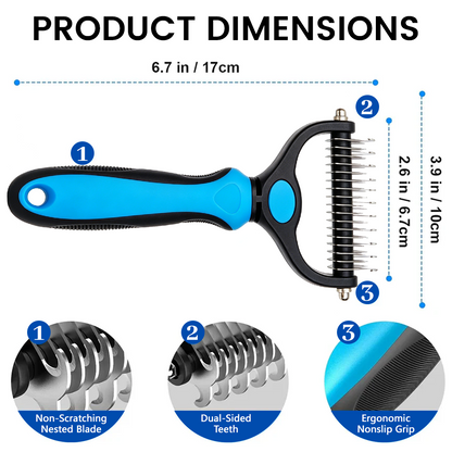 🐾 Ceoerty® Painless Pet Grooming Brush – Double-Sided De-Shedding & Detangling  Comb