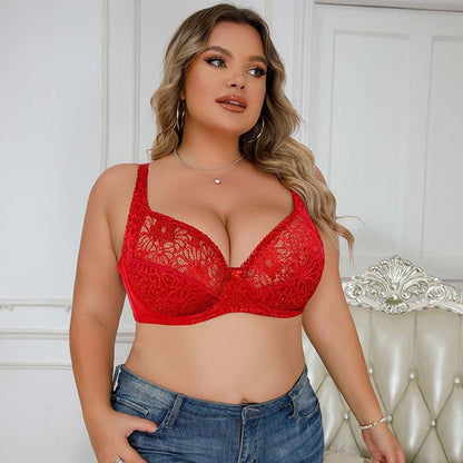 🔥Floral Lace Unlined Comfort Non-padded Full Coverage Plus Size Underwire Bra