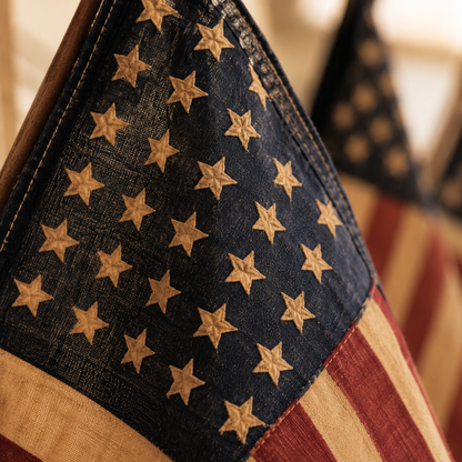 ✨US Rustic Cast Iron 5 Tea-Stained American Flag Wall Display✨