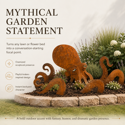 Rust Patina Giant Octopus Garden Sculpture