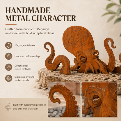 Rust Patina Giant Octopus Garden Sculpture