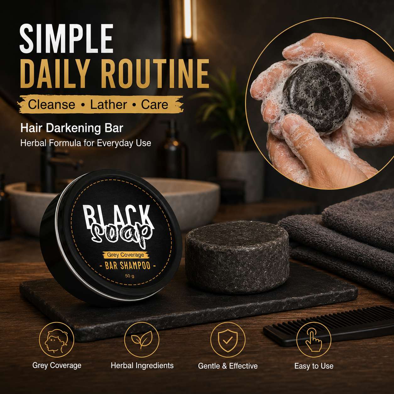 🔥 Limited Time Offer | Natural Gray Hair Darkening Shampoo Bar (2-Pack)