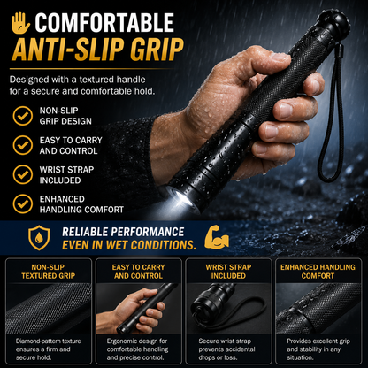 🔦 Heavy-Duty Aluminum Alloy LED Flashlight – 3 Lighting Modes, Long-Range Beam & Non-Slip Grip